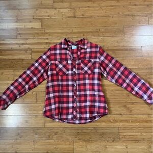 Columbia SimplyPut 100% Cotton Raspberry Plaid Flannel Button Down Shirt
